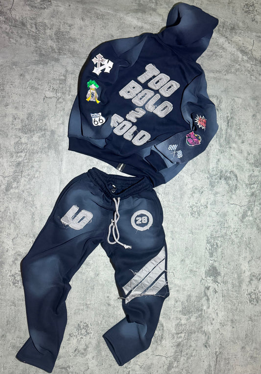Patchwork Navy blue set